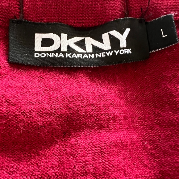 DKNY 100% Merino Wool V-Neck Pullover Long Sleeve Sweater Size L - Picture 6 of 8